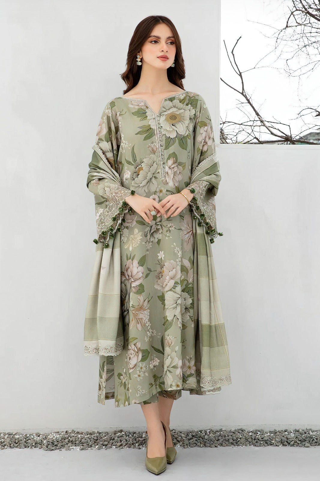 3PC Digital Printed Lawn Unstitched Suit BB002