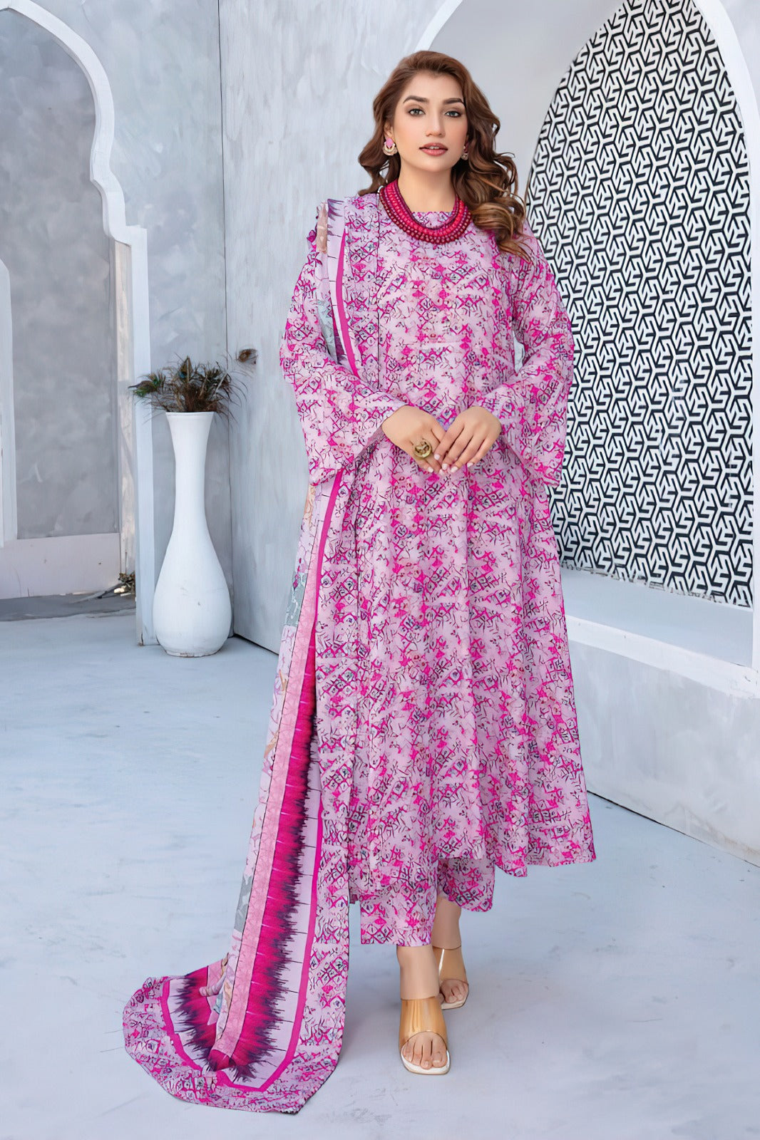 3PC Digital Printed Lawn Unstitched Suit BB026