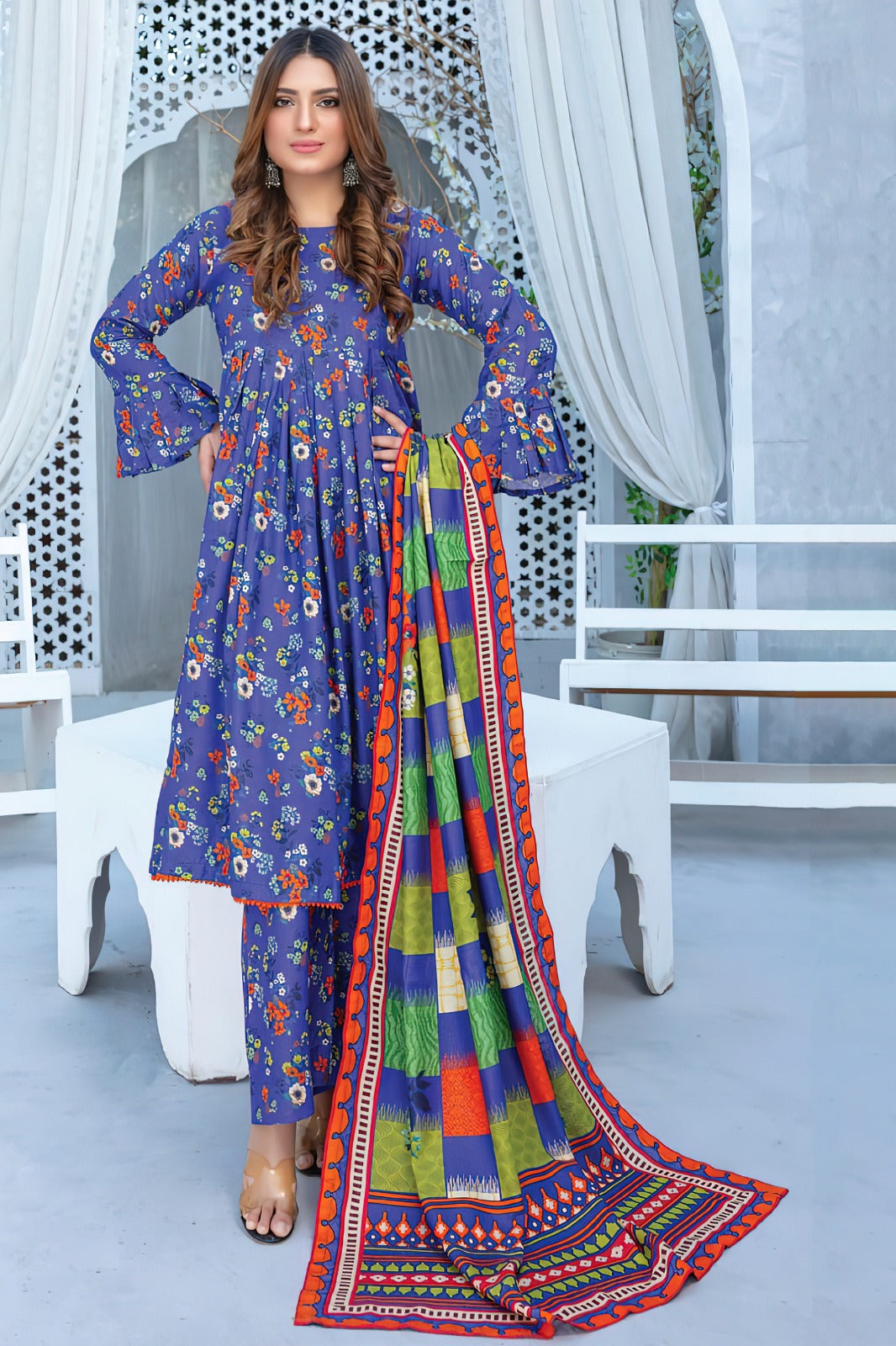 3PC Digital Printed Lawn Unstitched Suit BB019