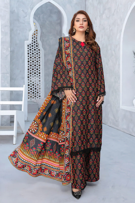 3PC Digital Printed Khaddar Unstitched Suit BB005